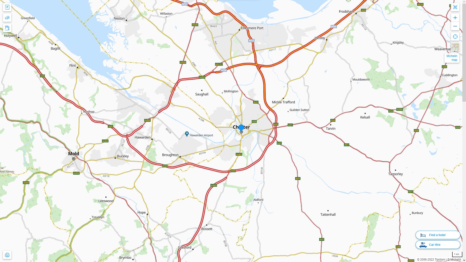 Chester Royaume Uni Autoroute et carte routiere
